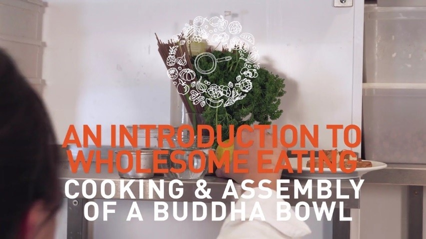 An introduction to wholesome eating cooking and assembly  of a buddha bowl