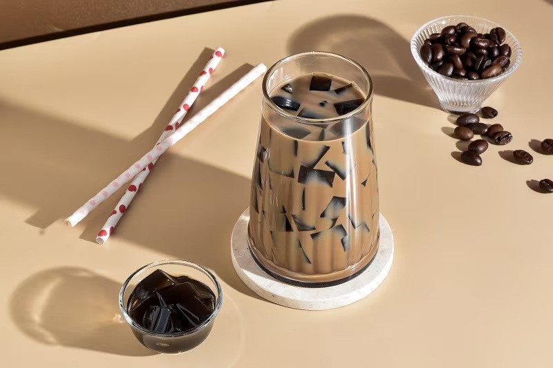 Coffee jelly in a glass. Coffee jelly in a glass.