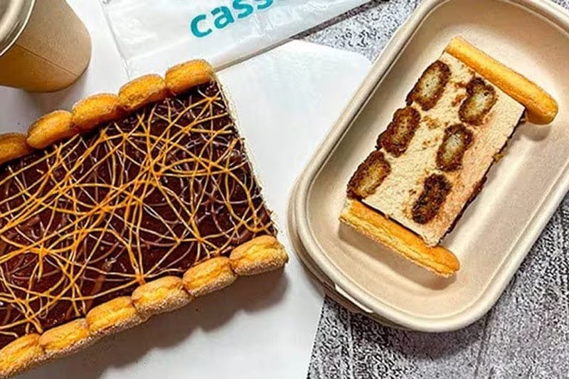 Peanut butter tiramisu in a container. Peanut butter tiramisu in a container.