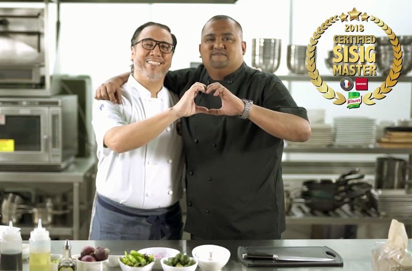 Chef Fernando Aracama and Chef Pipo Aluning with 2018 Certified Sisig Master Logo