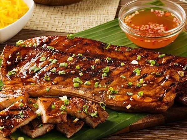 Offer a signature vinegar dipping sauce with your grilled liempo. Offer a signature vinegar dipping sauce with your grilled liempo.