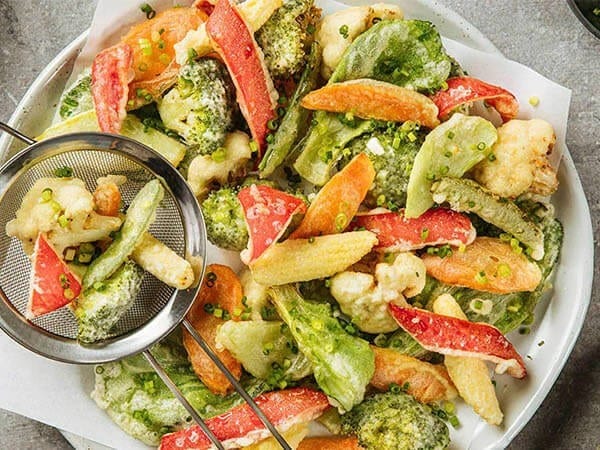 Serve vegetable tempura as an appetizer or a side dish to hearty grilled or roasted mains. Serve vegetable tempura as an appetizer or a side dish to hearty grilled or roasted mains.