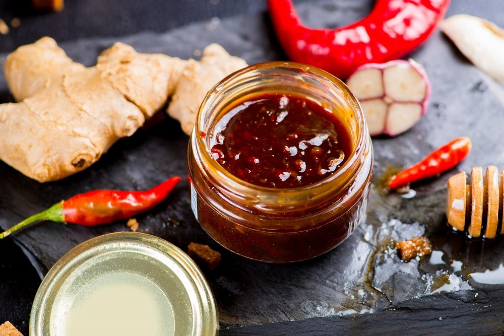 Japanese teriyaki sauce made with ginger and chilies Japanese teriyaki sauce made with ginger and chilies