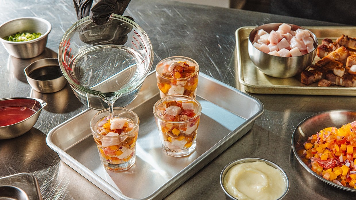 Preparing sinuglaw jelly cups. Preparing sinuglaw jelly cups.