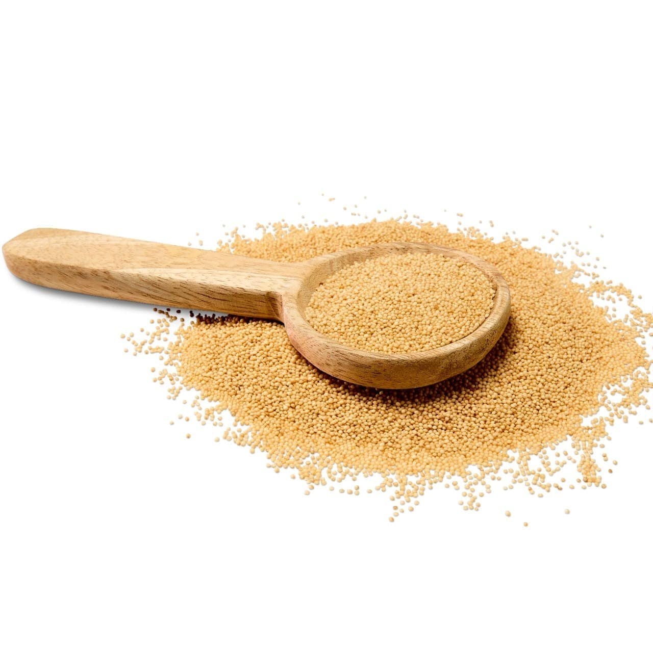 A wooden spoon with amaranth seeds. A wooden spoon with amaranth seeds.