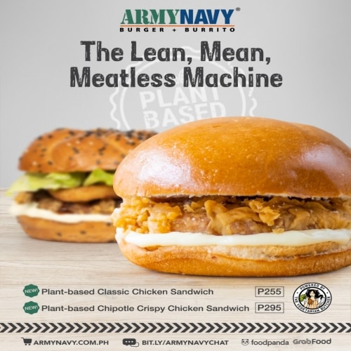Two plant-based chicken sandwiches from ArmyNavy. Two plant-based chicken sandwiches from ArmyNavy.