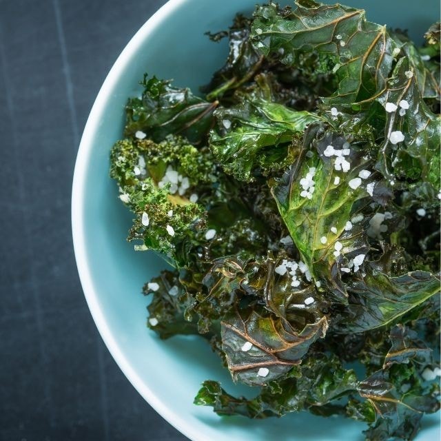 Kale sprinkled with salt Kale sprinkled with salt