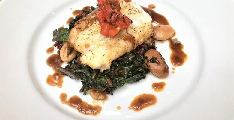 Pan seared cod with purple kale Pan seared cod with purple kale