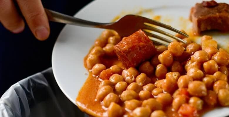 beans & sausage on plate leftover beans & sausage on plate leftover