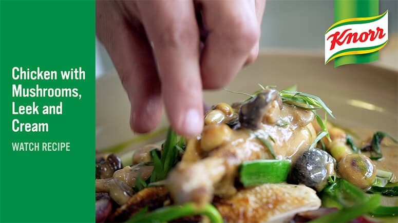 knorr chicken with mushrooms, leek and cream watch recipe
