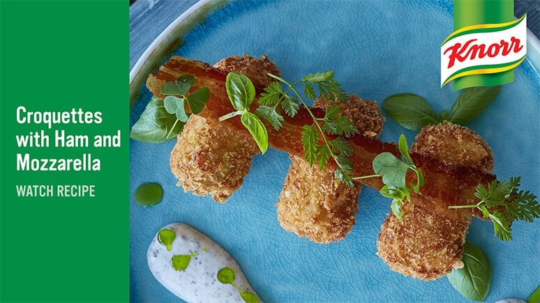 knorr potato croqutte with ham and mozzarella watch recipe