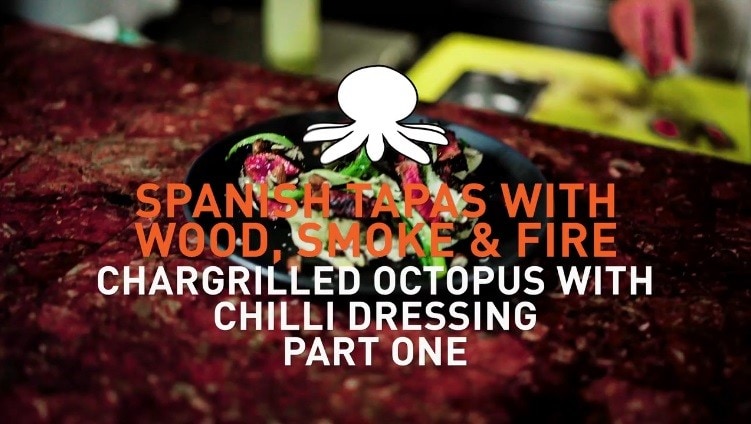 spanish tapas with wood, smoke & fire chargrilled octopus with chili dressing part one