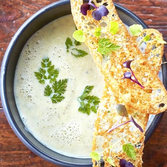 Truffle Potato Soup with Crostini
