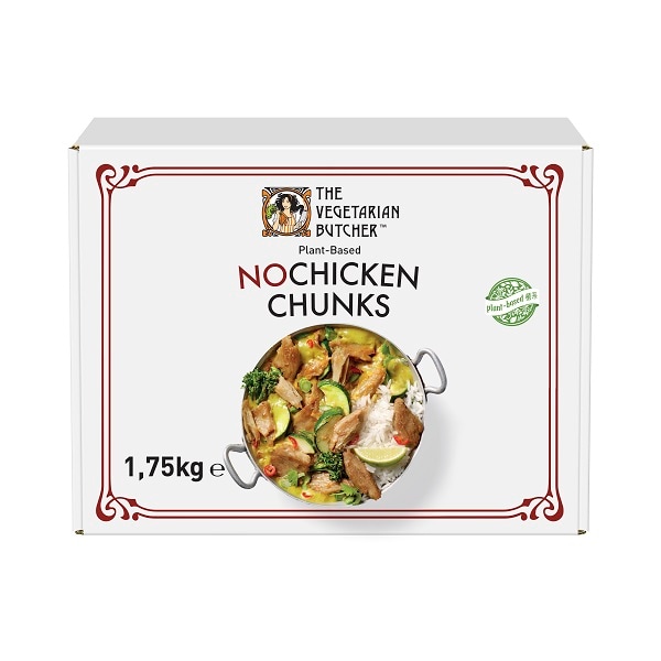 The Vegetarian Butcher No Chicken Chunks 1x1.75kg - The NOChicken Chunks, whatever the case may be, have been able to recreate the same cluckin’ great flavour, without the use of chicken or eggs.