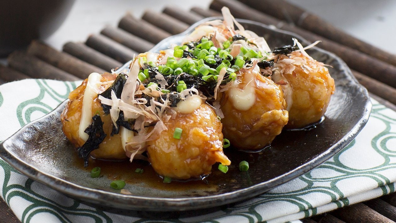 Squid Balls in Honey Miso Glaze – - Recipe