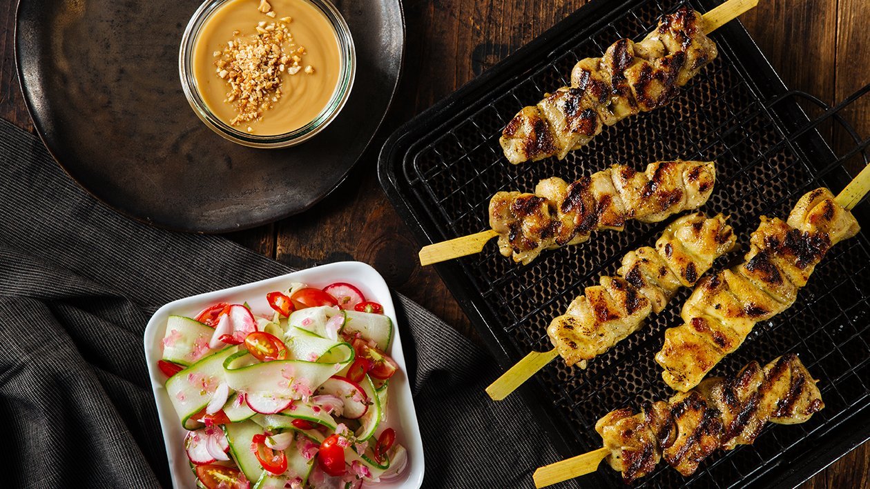 Grilled Chicken Satay with Spicy Peanut Sauce – - Recipe