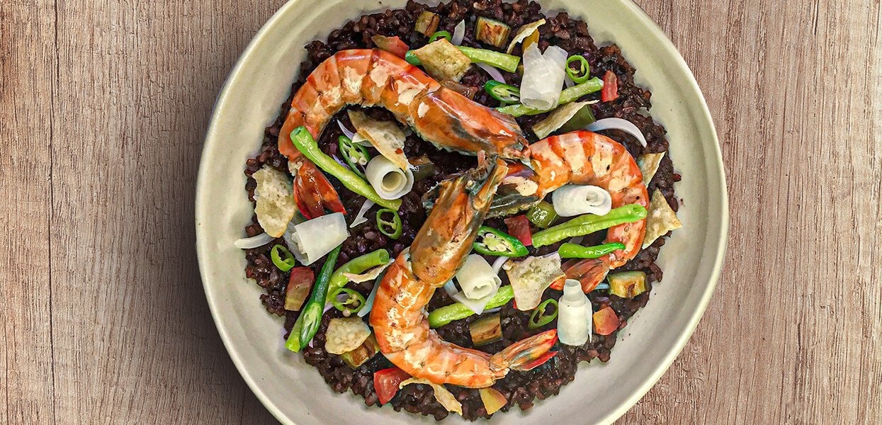 Black Rice Prawn Sinigang Paella – - Recipe