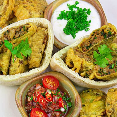 Mushroom Falafel with Garlic Mayo Dip