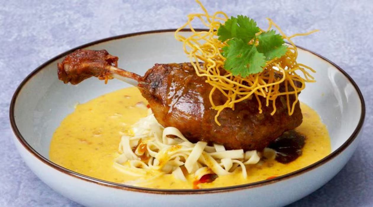 Duck Confit with Curry Demi-Glace and Khao Soi – - Recipe