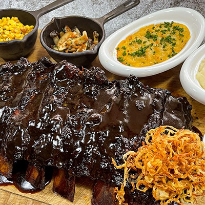 BBQ Beef Ribs with Mashed Potatoes BBQ Beef Ribs with Mashed Potatoes