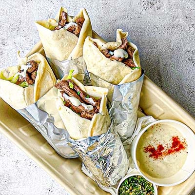 Beef Shawarma Wrap with Creamy Tzatziki Sauce Beef Shawarma Wrap with Creamy Tzatziki Sauce