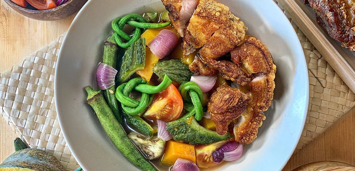 Pinakbet with Lechon Kawali – - Recipe