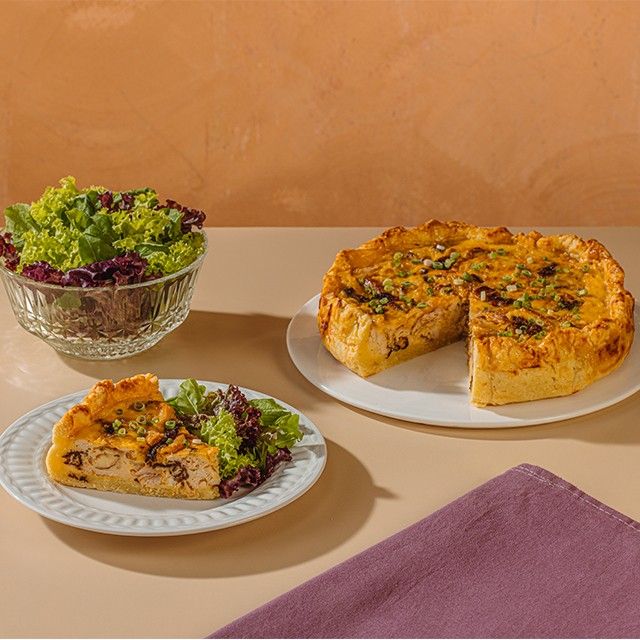Sinigang Lechon Manok Quiche with Petite Salad Sinigang Lechon Manok Quiche with Petite Salad