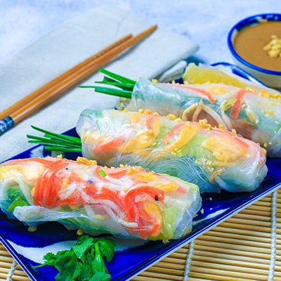 Goi Cuon with Smoked Chilli sauce and Peanut Butter Dip