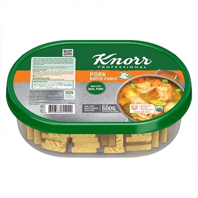 Knorr Pork Cubes Professional Pack 600g - Knorr Pork Cubes are easy to use. Its cube format quickly turns into pork broth that offers a rich pork flavor and aroma.