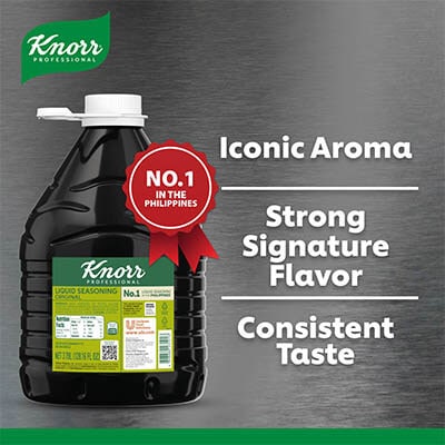 Knorr Liquid Seasoning 3.8L - Only Knorr Liquid Seasoning captures that iconic Filipino taste and aroma in a marinade that diners love