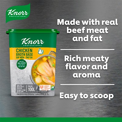 Knorr Chicken Broth Base 1.5kg - Knorr Chicken Broth Base helps you consistently deliver a richer, full meaty flavor that diners love.