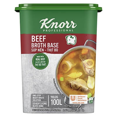 Knorr Beef Broth Base 1.5kg - Knorr Beef Broth Base helps you consistently deliver a richer, full meaty flavor that diners love.
