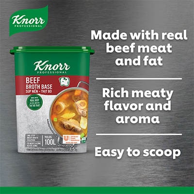 Knorr Beef Broth Base 1.5kg - Knorr Beef Broth Base helps you consistently deliver a richer, full meaty flavor that diners love.