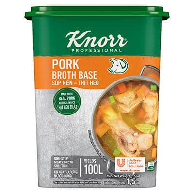 Knorr Pork Broth Base 1.5kg - Knorr Pork Broth Base helps you consistently deliver a richer, full meaty flavor that diners love.