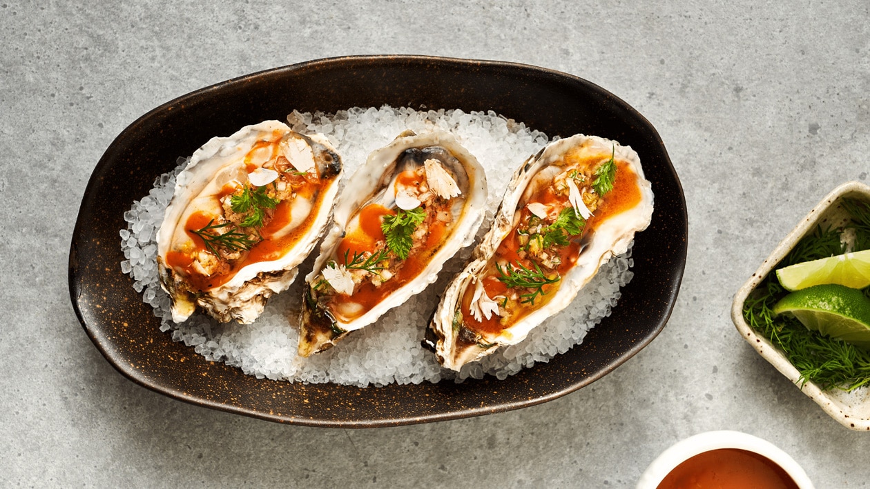 "Charred" Bloody Mary Oysters – - Recipe