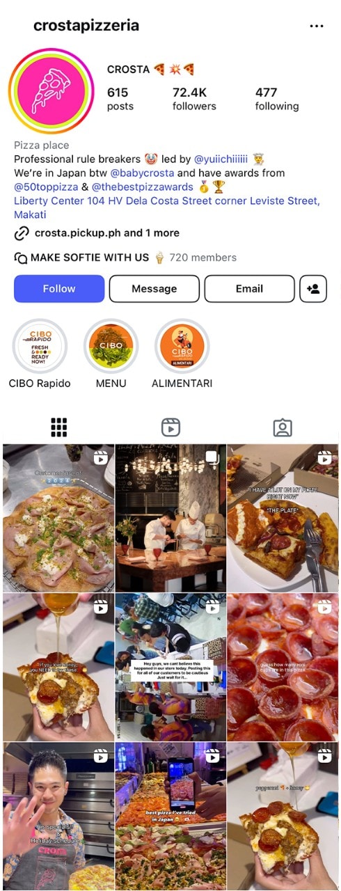 Instagram feed of Crosta. Instagram feed of Crosta.