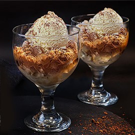 Shaved ice dessert topped with ChocNut, gulaman, peanuts, and ice cream. Shaved ice dessert topped with ChocNut, gulaman, peanuts, and ice cream.
